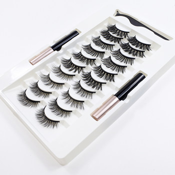 1/10 Pairs Korean Beauty False Eyelashes Magnetic Glue and Lash Applicator Makeup Magnetic Eyelashes Set