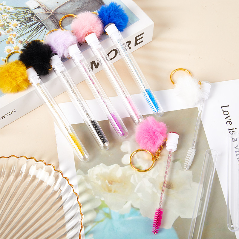 1 perie tub pentru gene cu bile de păr, baghetă de rimel, pentru extensia genelor, instrument de machiaj transparent pentru micro pieptene