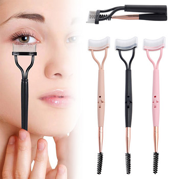 Διπλό Head Eyelash Curler Beauty Makeup Lash Separator Πτυσσόμενο μεταλλικό πινέλο βλεφαρίδων Mascara Curl Beauty Cosmetic Tool