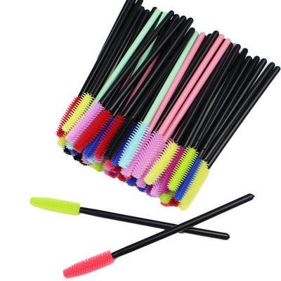 50 vnt Silicone Crystal Mascara Wands Aplikatorius Vienkartiniai deimantiniai blakstienų šepetėliai Šukos moterims Grožio makiažo šepetėlių įrankiai