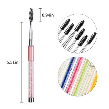 Crystal Rhinestone Brown Comb Βούρτσα βλεφαρίδων Mascara Wands Applicator Spoolers Brush Makeup Eyelashes Extension Tool