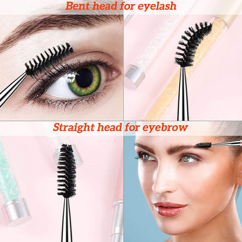 Crystal Rhinestone Brown Comb Βούρτσα βλεφαρίδων Mascara Wands Applicator Spoolers Brush Makeup Eyelashes Extension Tool