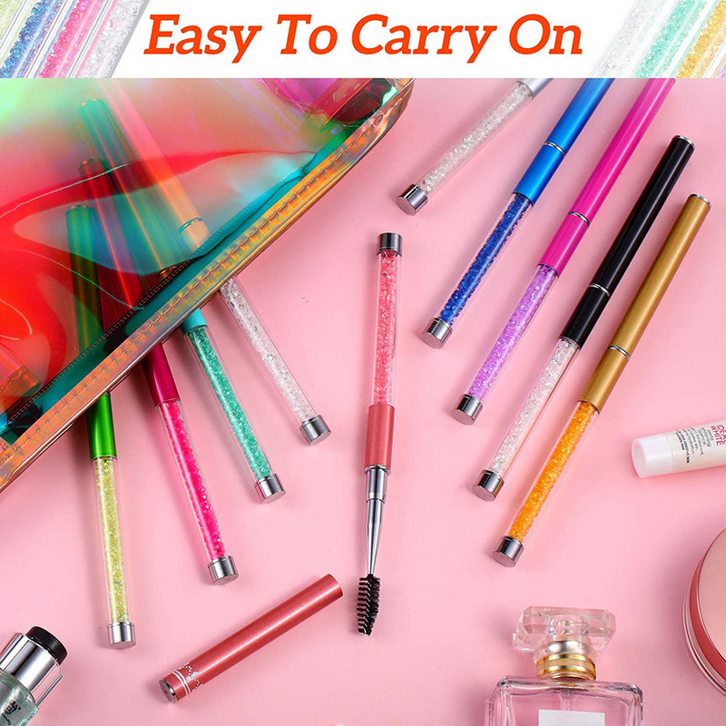 Pieptene pentru sprâncene cu stras de cristal Perie pentru gene Baghete de rimel Aplicator Spoolers Perie Machiaj Instrument de extensie a genelor