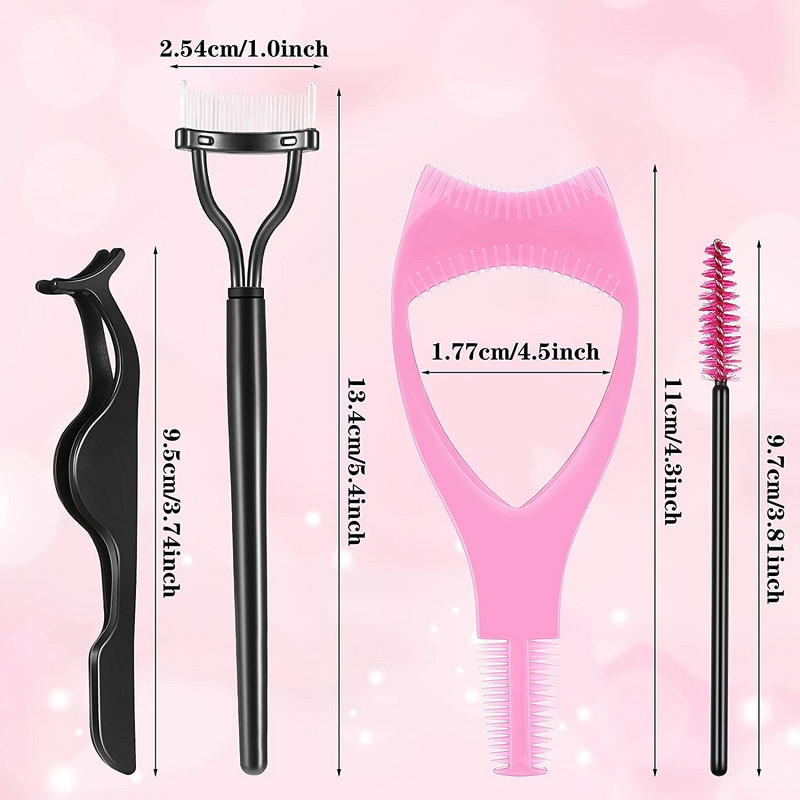 14 buc Set de perii de machiaj pentru gene Mascara Shield Guard Curler Aplicator Pieptene Separator de gene Perie pentru gene Pensete Clips