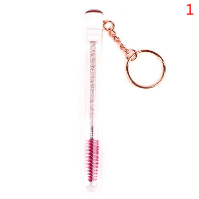 Tub de perie pentru gene 1 buc, cu lanț de aur, baghetă de rimel cu sclipici pentru extensia genelor, container transparent cu micro pieptene