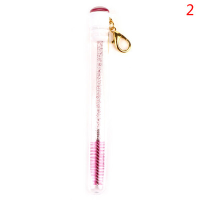 Tub de perie pentru gene 1 buc, cu lanț de aur, baghetă de rimel cu sclipici pentru extensia genelor, container transparent cu micro pieptene