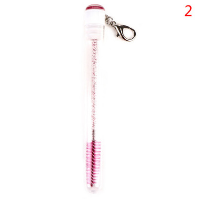 Tub de perie pentru gene 1 buc, cu lanț de aur, baghetă de rimel cu sclipici pentru extensia genelor, container transparent cu micro pieptene