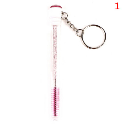 Tub de perie pentru gene 1 buc, cu lanț de aur, baghetă de rimel cu sclipici pentru extensia genelor, container transparent cu micro pieptene