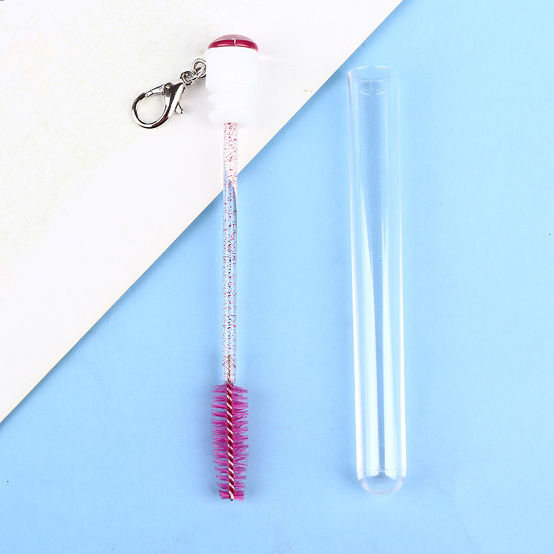 Tub de perie pentru gene 1 buc, cu lanț de aur, baghetă de rimel cu sclipici pentru extensia genelor, container transparent cu micro pieptene