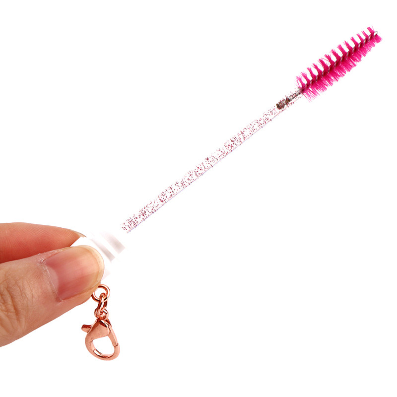 Tub de perie pentru gene 1 buc, cu lanț de aur, baghetă de rimel cu sclipici pentru extensia genelor, container transparent cu micro pieptene