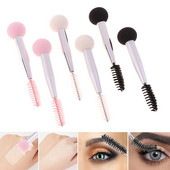 Pudră pentru sprâncene într-un pas Kit de modelare a sprâncenelor pentru machiaj cu două capete Burete pentru sprâncene Perie de machiaj pentru femei Instrument de perie pentru capul ochilor