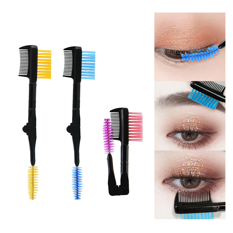 1/5 buc 2 în 1 perie pliabilă pentru sprâncene cu două capete Pieptene perie pentru gene cu pieptene rotund sigur pentru instrument cosmetic pentru machiajul ochilor