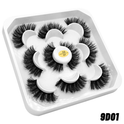 GROINNEYA 5 Pairs Mink Lashes mākslīgās skropstas ūdeles mākslīgās skropstas Dramatic Volume Lashes Skropstu pieaudzēšana grimam