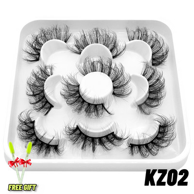 GROINNEYA 5 Pairs Mink Lashes mākslīgās skropstas ūdeles mākslīgās skropstas Dramatic Volume Lashes Skropstu pieaudzēšana grimam