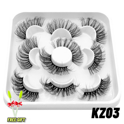 GROINNEYA 5 Pairs Mink Lashes mākslīgās skropstas ūdeles mākslīgās skropstas Dramatic Volume Lashes Skropstu pieaudzēšana grimam