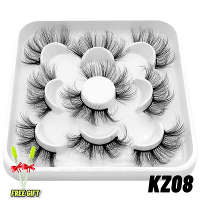 GROINNEYA 5 Pairs Mink Lashes mākslīgās skropstas ūdeles mākslīgās skropstas Dramatic Volume Lashes Skropstu pieaudzēšana grimam