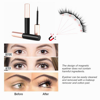 1 чифт с пакет Фалшиви мигли Магнит Eyelash Magnetic Liquid Eyeliner Set Водоустойчиво дълготрайно удължаване на мигли