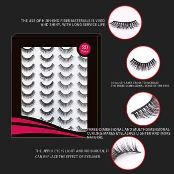 14/20 Pairs Mixed 3D Mink Lashes Ψεύτικες βλεφαρίδες Φυσικά μακριά εργαλεία μακιγιάζ ματιών Σετ ψεύτικες βλεφαρίδες Faux Cils Make Up Maquiagem