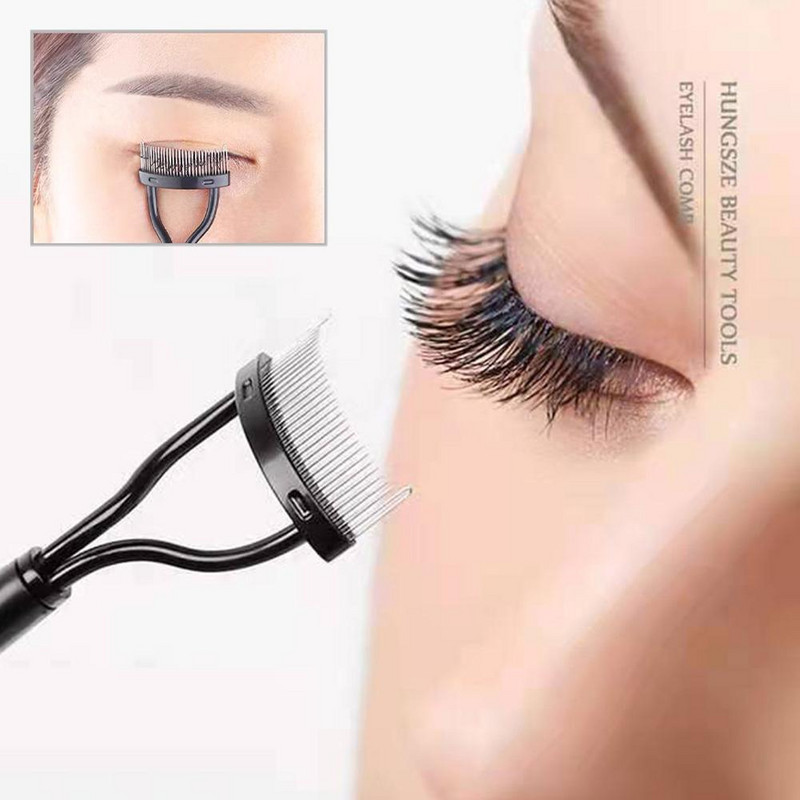 Ondulător de gene cu cap dublu Machiaj de frumusețe Separator de gene Perie de gene pliabilă din metal Mascara Curl Machiaj de frumusețe Instrument cosmetic