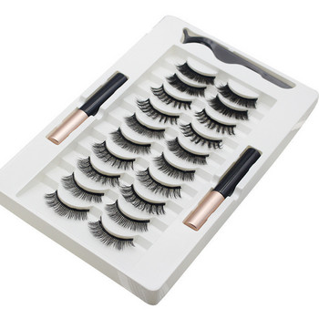5/7/10 Pairs Eye Lashes Magnetic Eyelash and Eyeliner Set Natural False Eyelashes Magnet Extension Liquid Eyeliner&Tweezer set