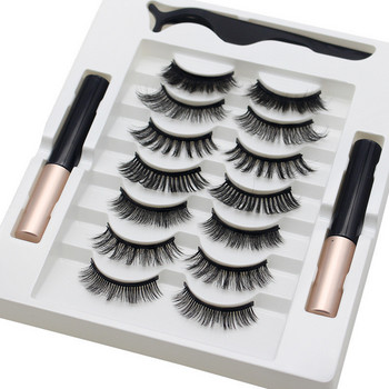 5/7/10 Pairs Eye Lashes Magnetic Eyelash and Eyeliner Set Natural False Eyelashes Magnet Extension Liquid Eyeliner&Tweezer set