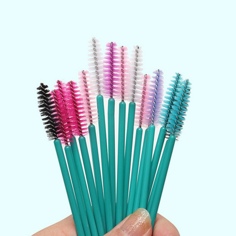 50PCS Perie de machiaj pentru gene Extensie de gene Rimel pentru sprâncene Baghete Aplicator Pieptene portabil de unică folosință pentru gene