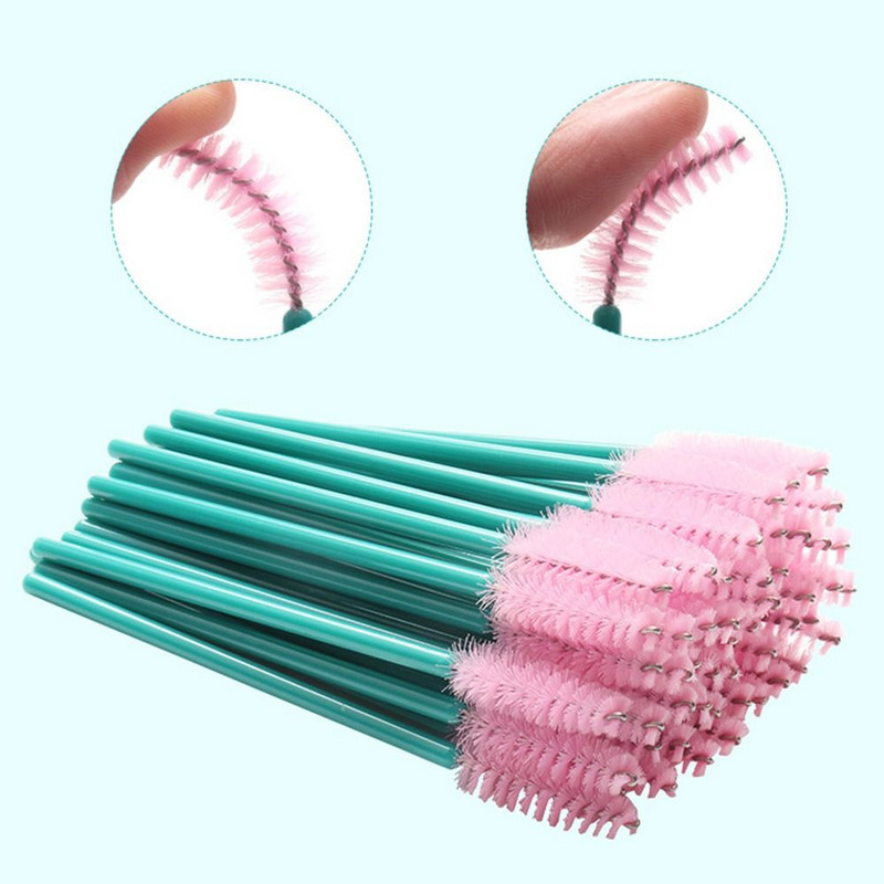 50PCS Perie de machiaj pentru gene Extensie de gene Rimel pentru sprâncene Baghete Aplicator Pieptene portabil de unică folosință pentru gene