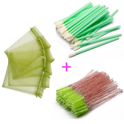 Pungă de ambalare pentru gene din organza cu șnur colorat, cu aplicator de rimel, set de baghete pentru ruj, instrumente de machiaj cosmetic