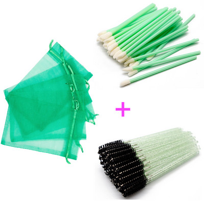 Pungă de ambalare pentru gene din organza cu șnur colorat, cu aplicator de rimel, set de baghete pentru ruj, instrumente de machiaj cosmetic