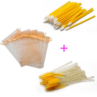 Pungă de ambalare pentru gene din organza cu șnur colorat, cu aplicator de rimel, set de baghete pentru ruj, instrumente de machiaj cosmetic