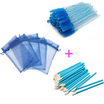 Pungă de ambalare pentru gene din organza cu șnur colorat, cu aplicator de rimel, set de baghete pentru ruj, instrumente de machiaj cosmetic