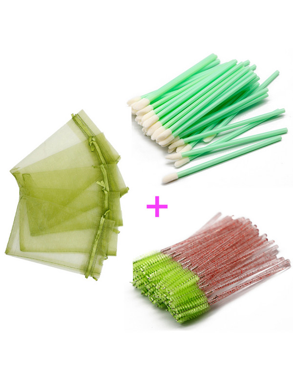 Pungă de ambalare pentru gene din organza cu șnur colorat, cu aplicator de rimel, set de baghete pentru ruj, instrumente de machiaj cosmetic