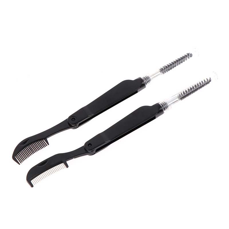 Mini pieptene pentru gene din oțel inoxidabil cu dublu scop Pieptene pentru gene Pieptene pentru sprâncene Instrumente multifuncționale de machiaj Perie de rimel