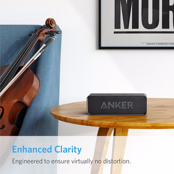Преносим безжичен Bluetooth високоговорител Anker Soundcore с богат бас с двоен драйвер 24 часа време за възпроизвеждане 66 фута Bluetooth обхват и вграден микрофон
