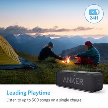 Преносим безжичен Bluetooth високоговорител Anker Soundcore с богат бас с двоен драйвер 24 часа време за възпроизвеждане 66 фута Bluetooth обхват и вграден микрофон