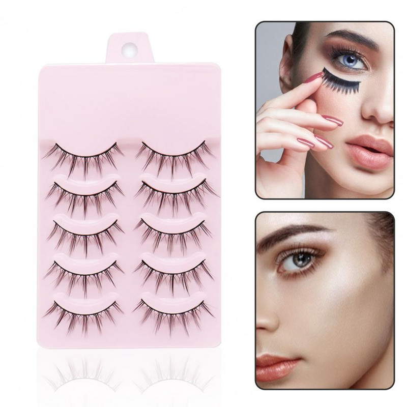 5 Pairs/Box False Eyelashes Φυσικές κομψές ψεύτικες βλεφαρίδες Εξαιρετικές επεκτάσεις μακιγιάζ βλεφαρίδων Eye Lashes for girl