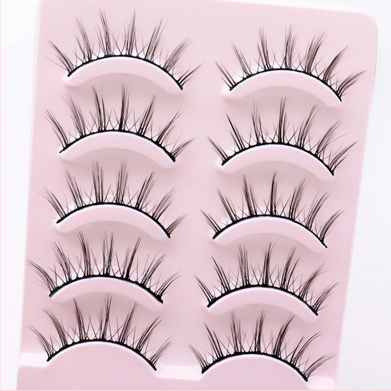 5 Pairs/Box False Eyelashes Φυσικές κομψές ψεύτικες βλεφαρίδες Εξαιρετικές επεκτάσεις μακιγιάζ βλεφαρίδων Eye Lashes for girl