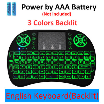 Mini tastatură wireless I8 retroiluminată Engleză Rusă Franceză Spaniolă Portugheză 2.4G Air Mouse Touchpad la distanță pentru Android TV Box PC