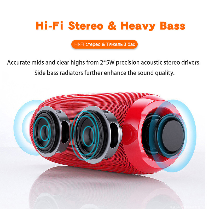 Difuzor portabil Bluetooth Subwoofer bas fără fir Difuzoare de exterior impermeabile Boombox AUX TF USB Difuzor stereo Cutie muzicală