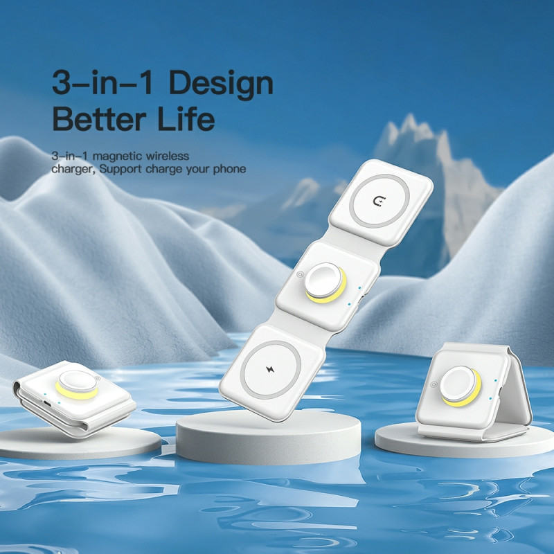 Essager – υποστήριξη φόρτισης sans fil pliable 3 en 1, magnétique, 15W, pour iPhone 13 14, Airpod, iWatch 7 6, Xiaomi, charge ra