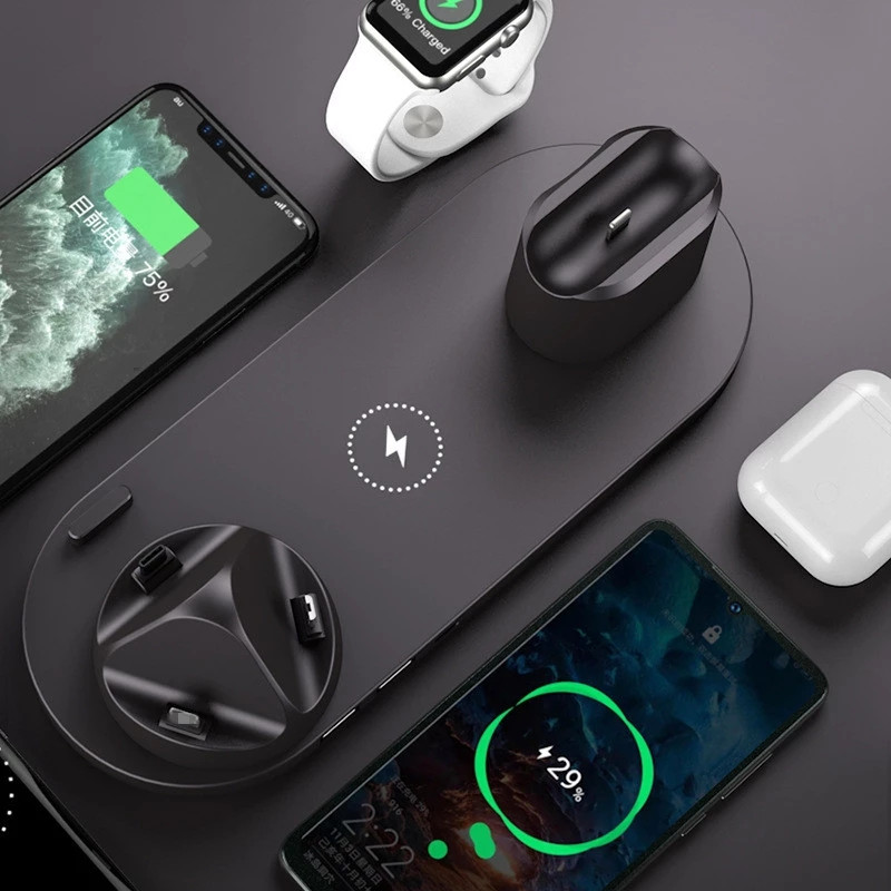 Suport suport pentru încărcător fără fir 10 în 1 30W pentru iPhone 14 13 12 Apple Watch Qi Stație de andocare de încărcare rapidă pentru Airpods Pro iWatch 8 7