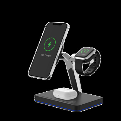 Suport de încărcare fără fir QCY 15W 3 în 1 QI pentru iPhone 13 12 Pro iWatch Airpods Pro Stație de andocare de încărcare Pad încărcător fără fir rapid