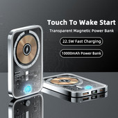 10000mAh Power Bank magnetic transparent fără fir Baterie auxiliară externă portabilă 22,5W Încărcător rapid pentru iPhone 14 13 Xiaomi