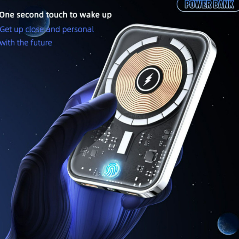 10000mAh Power Bank magnetic transparent fără fir Baterie auxiliară externă portabilă 22,5W Încărcător rapid pentru iPhone 14 13 Xiaomi
