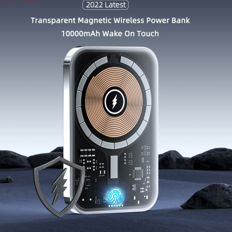 10000mAh Power Bank magnetic transparent fără fir Baterie auxiliară externă portabilă 22,5W Încărcător rapid pentru iPhone 14 13 Xiaomi
