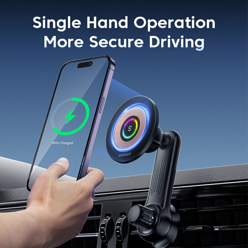 Suport telefon Essager 15W QI pentru încărcător fără fir auto Suport pentru telefon pentru iPhone 14 13 12 Pro Max Încărcare fără fir pentru telefon cu încărcare rapidă