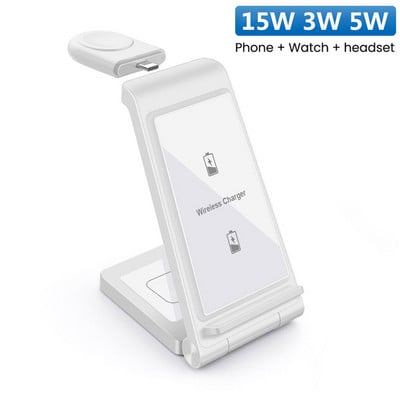 15W bežični punjač 3 u 1 sklopivi stalak za iPhone 14 13 12 11 XS XR X 8 Apple Watch Airpods Pro brzo punjenje za iWatch 7 6