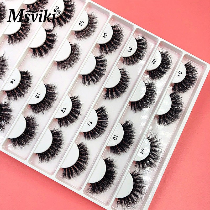 Gene scurte naturale de 8-20 MM de nurcă Wispy 3D 5D Gene de nurcă Vrac cu ridicata 16 perechi de gene false Cutie Pachet Materiale de machiaj