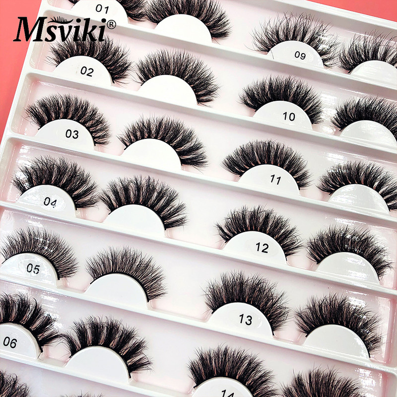 Gene scurte naturale de 8-20 MM de nurcă Wispy 3D 5D Gene de nurcă Vrac cu ridicata 16 perechi de gene false Cutie Pachet Materiale de machiaj