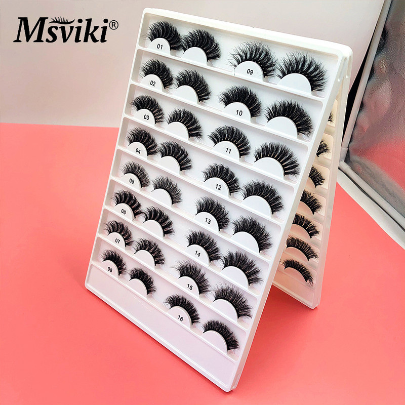 Gene scurte naturale de 8-20 MM de nurcă Wispy 3D 5D Gene de nurcă Vrac cu ridicata 16 perechi de gene false Cutie Pachet Materiale de machiaj